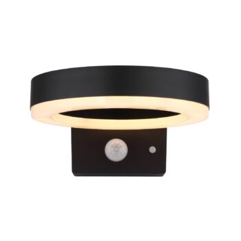 LED solárne vonkajšie nástenné svietidlo 36507 čierne, senzor, plast
