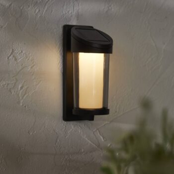 LED solárne vonkajšie nástenné svietidlo Alippa, čierna Výška 21 cm kov