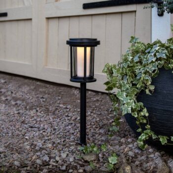 LED solárne zemné svetlo Alippa, čierne, výška 44 cm kov