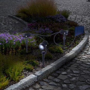 LED solárne zemné svietidlo SPOTI, čierne, sada 3 ks, IP44