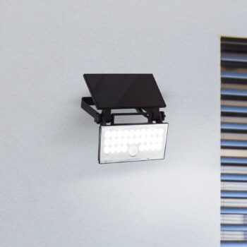 LED solárny vonkajší nástenný reflektor Luton Sensor, čierny, W 19 cm
