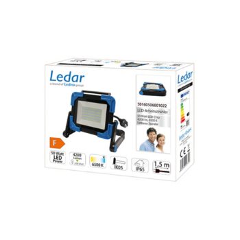 LED stavebný reflektor Ledar 6 500 K 120° čierna 50 W