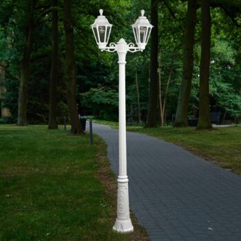 LED stĺpové svietidlo Artu Rut 2-plam. E27 biele