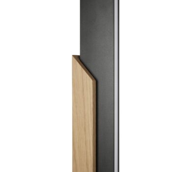 LED stojaca lampa Arcus, čierna/hnedá, výška 126 cm, kov/drevo