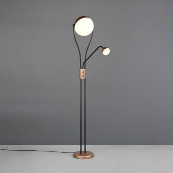 LED stojaca lampa Chris,, coffee, kov, lampa na čítanie, stmievač