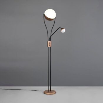 LED stojaca lampa Chris,, coffee, kov, lampa na čítanie, stmievač