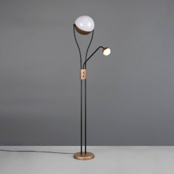 LED stojaca lampa Chris,, coffee, kov, lampa na čítanie, stmievač