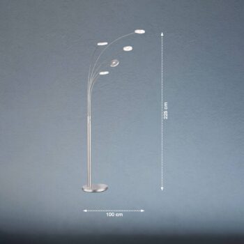 LED stojaca lampa Dent, nikl/chróm, 225 cm, kov, CCT 5-pl.