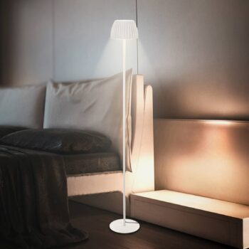 LED stojaca lampa Loca, starobiela, výška 123 cm, plast/kov