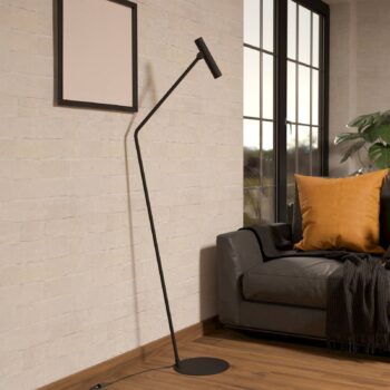LED stojacia lampa Almudaina, čierna, výška 157 cm, oceľ