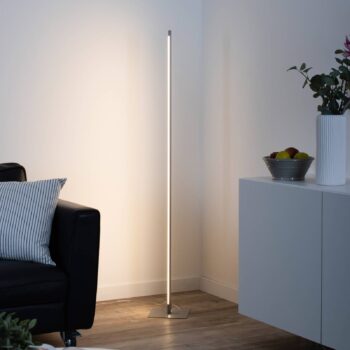 LED stojacia lampa Bella, rovná, štvorcová základňa, oceľ