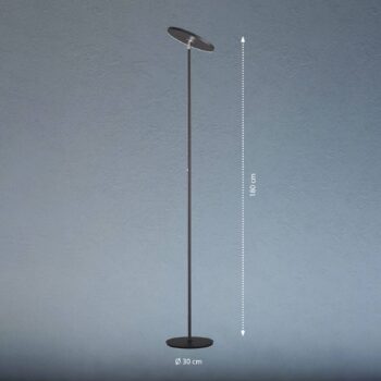 LED stojacia lampa Bever, čierna, kov, CCT, stmievateľná, 180 cm