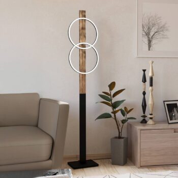 LED stojacia lampa Boyal, hnedá, výška 150 cm, drevo, 2 svetlá.