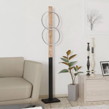 LED stojacia lampa Boyal, hnedá, výška 150 cm, drevo, 2 svetlá.