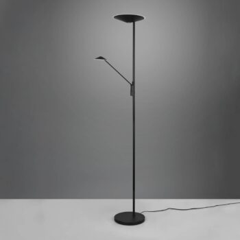 LED stojacia lampa Brantford čítacie svetlo čierna matná