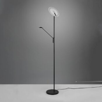 LED stojacia lampa Brantford čítacie svetlo čierna matná
