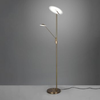 LED stojacia lampa Brantford, starožitná mosadz
