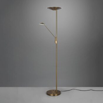 LED stojacia lampa Brantford, starožitná mosadz