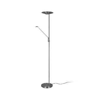 LED stojacia lampa Brantford, svetlo na čítanie matný nikel