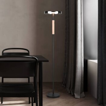 LED stojacia lampa Celeste chróm/drevo 160 cm sklo/kov Touchdim