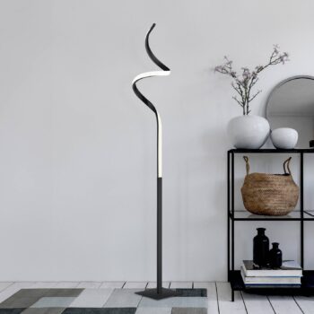 LED stojacia lampa Course, matná čierna, 3 000 K, výška 145 cm