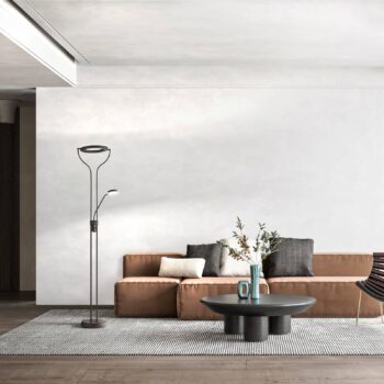 LED stojacia lampa Davos, čierna, výška 180 cm, 2-pl., CCT