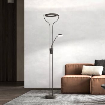 LED stojacia lampa Davos, čierna, výška 180 cm, 2-pl., CCT