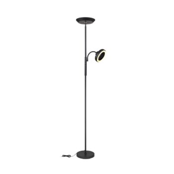 LED stojacia lampa Davyd, čierna, 178 cm, lampa na citanie, ventilátor