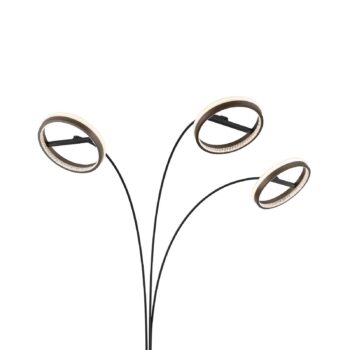 LED stojacia lampa Della, výška 190 cm, čierna/tmavosivá, 3-pl.