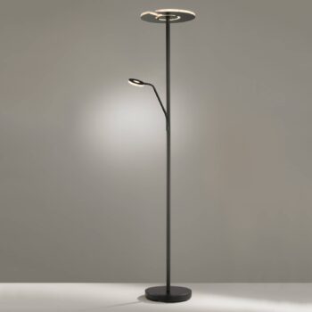 LED stojacia lampa Dent, čierna, 180 cm, CCT, 2 svetlá