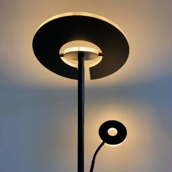 LED stojacia lampa Dent, čierna, 180 cm, CCT, 2 svetlá
