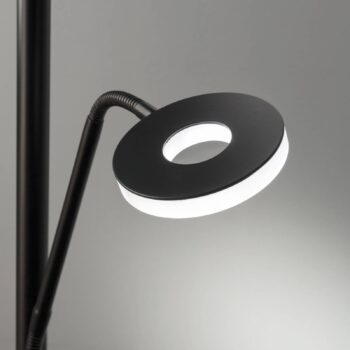 LED stojacia lampa Dent, čierna, 180 cm, CCT, 2 svetlá