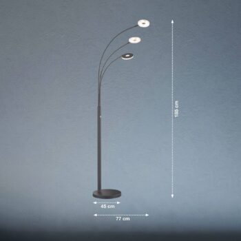 LED stojacia lampa Dent, čierna, 185 cm, kov, CCT, 3 svetlá.
