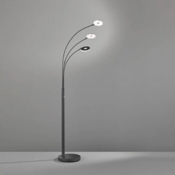 LED stojacia lampa Dent, čierna, 185 cm, kov, CCT, 3 svetlá.
