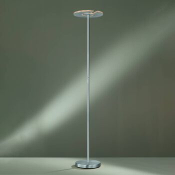 LED stojacia lampa Dent, matný nikel/chróm, 180 cm, CCT, 1 svetlo.