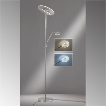 LED stojacia lampa Dent, niklová farba, 180 cm, CCT, 2 lampy