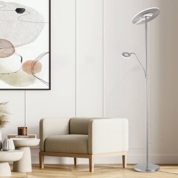 LED stojacia lampa Dent, niklová farba, 180 cm, CCT, 2 lampy