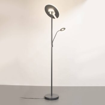 LED stojacia lampa Dent, pieskovo sivá, 180 cm, kov, CCT, 2-pl.