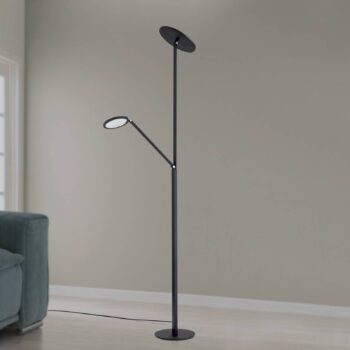 LED stojacia lampa Fati, výška 181 cm, hliník, svetlo na čítanie, stmievač, CCT