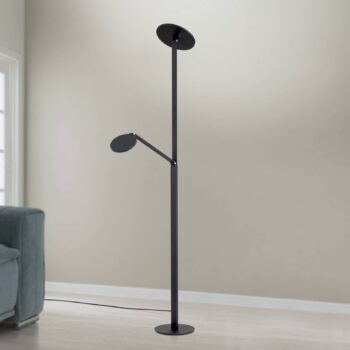 LED stojacia lampa Fati, výška 181 cm, hliník, svetlo na čítanie, stmievač, CCT