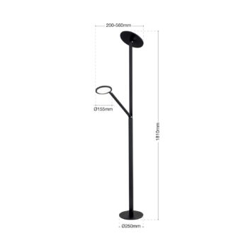LED stojacia lampa Fati, výška 181 cm, hliník, svetlo na čítanie, stmievač, CCT