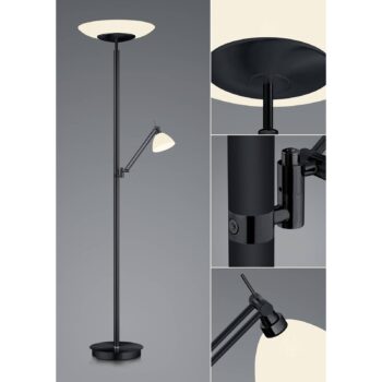 LED stojacia lampa Findus, 2 svetlá, čierna