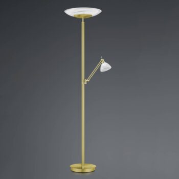 LED stojacia lampa Findus, 2 svetlá, mosadz