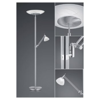 LED stojacia lampa Findus, 2 svetlá, nikel