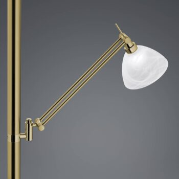 LED stojacia lampa Findus, 2 svetlá, starožitná mosadz