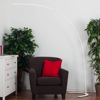 LED stojacia lampa Lindby Danua, biela, kov, výška 200 cm