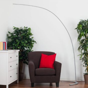 LED stojacia lampa Lindby Danua, strieborná, kov, výška 200 cm