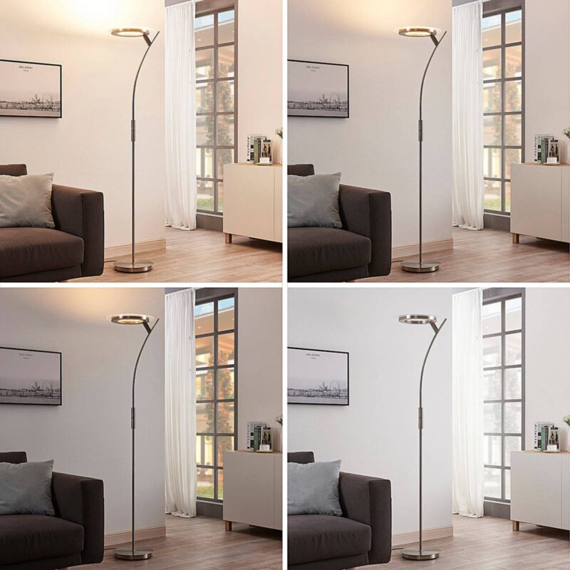 LED stojacia lampa Lindby Darion, sivá, kov, stmievateľná, 180 cm LED stojacia lampa Lindby Darion, sivá, kov, stmievateľná, 180 cm