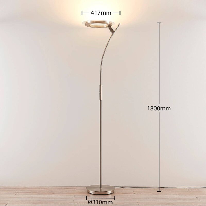LED stojacia lampa Lindby Darion, sivá, kov, stmievateľná, 180 cm LED stojacia lampa Lindby Darion, sivá, kov, stmievateľná, 180 cm