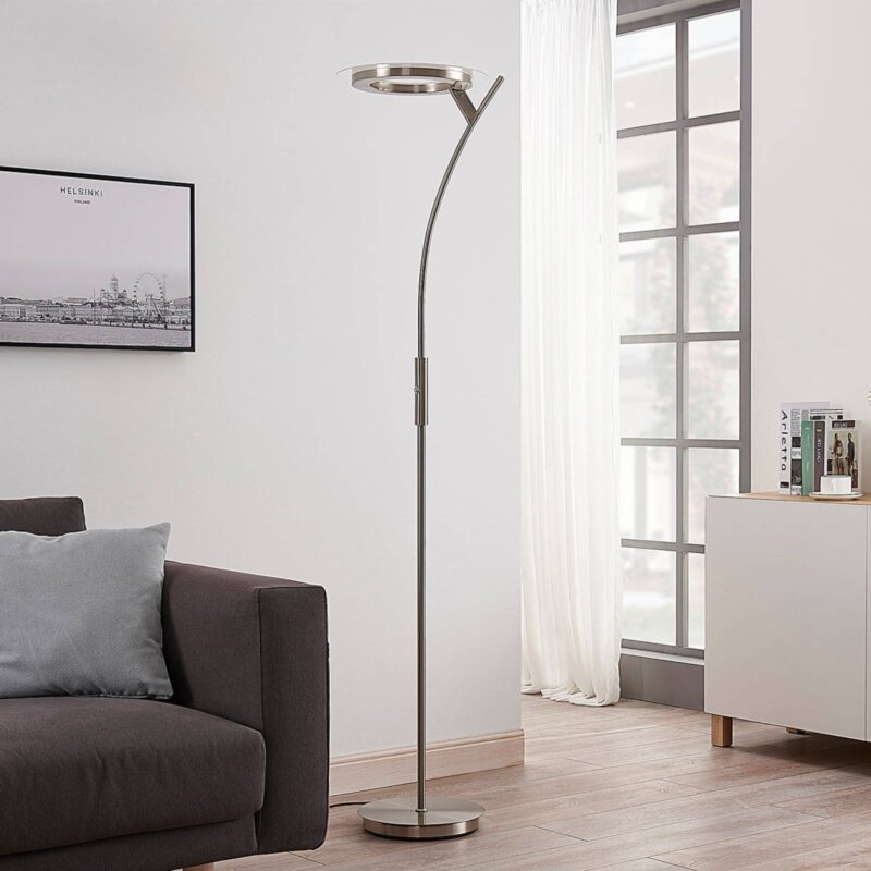 LED stojacia lampa Lindby Darion, sivá, kov, stmievateľná, 180 cm LED stojacia lampa Lindby Darion, sivá, kov, stmievateľná, 180 cm